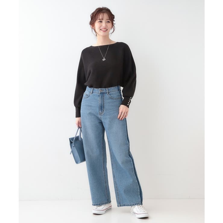 【洗える】大人の上品コーデに お袖ビジュー釦付きリブドルマンニット | SHOO・LA・RUE | 詳細画像19 