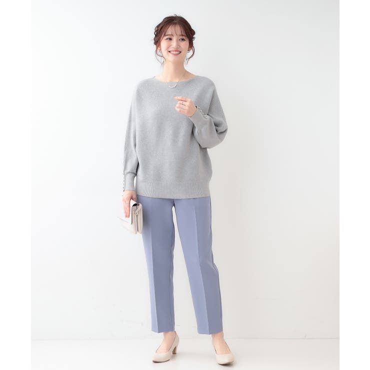 【洗える】大人の上品コーデに お袖ビジュー釦付きリブドルマンニット | SHOO・LA・RUE | 詳細画像15 