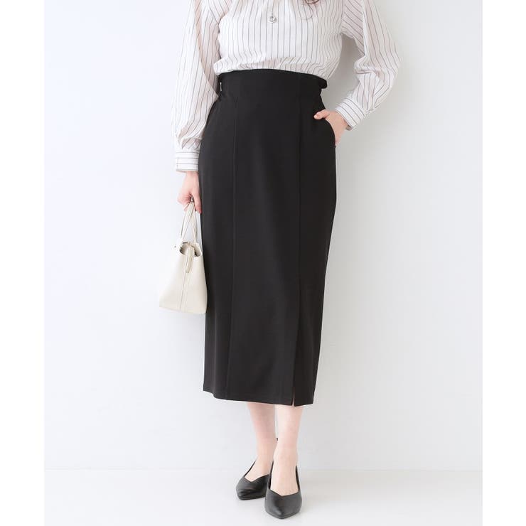 ブラック(019) | 【洗える】洗濯後しわになりにくい カットジョーゼット ナロースカート | SHOO・LA・RUE