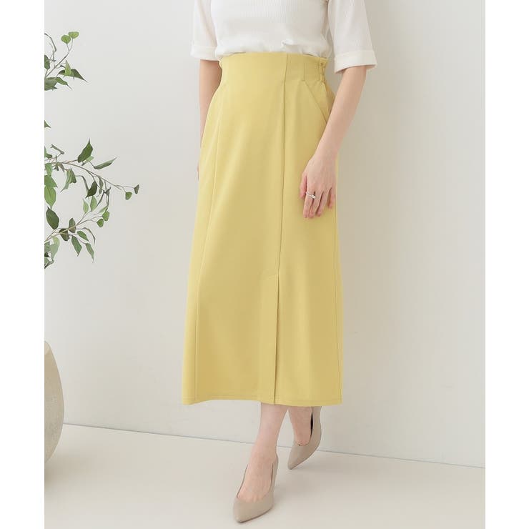 イエロー(031) | 【洗える】洗濯後しわになりにくい カットジョーゼット ナロースカート | SHOO・LA・RUE