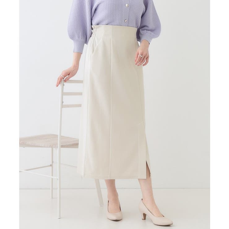 グレージュ(050) | 【洗える】洗濯後しわになりにくい カットジョーゼット ナロースカート | SHOO・LA・RUE