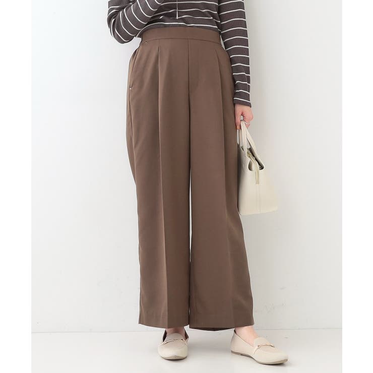 モカブラウン(042) | 【洗える/UV/吸水速乾/アンチピリング/S-LL】 タックワイドパンツ | SHOO・LA・RUE