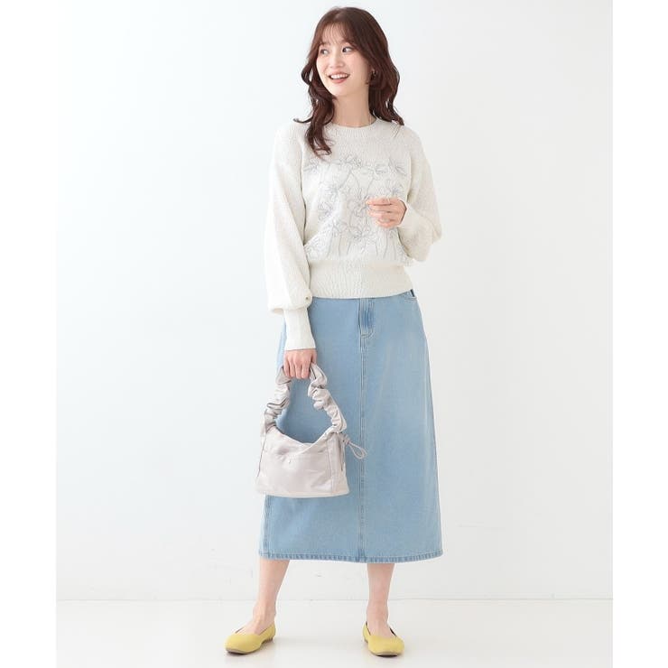 【S-LL】花柄刺繍ブークレニット | SHOO・LA・RUE | 詳細画像3 