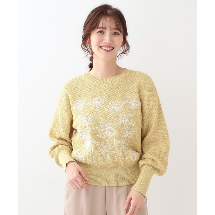 【S-LL】花柄刺繍ブークレニット | SHOO・LA・RUE | 詳細画像5 