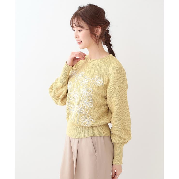 【S-LL】花柄刺繍ブークレニット | SHOO・LA・RUE | 詳細画像6 