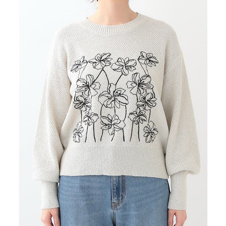 【S-LL】花柄刺繍ブークレニット | SHOO・LA・RUE | 詳細画像13 