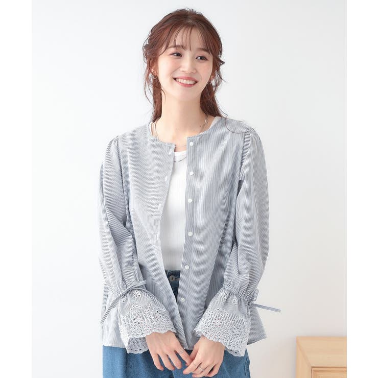 【S-LL/前後2WAY/洗濯後しわになりにくい】お袖刺繍レースブラウス | SHOO・LA・RUE | 詳細画像1 