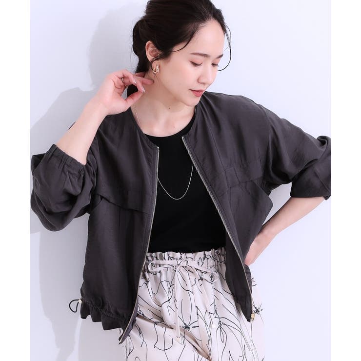 チャコールグレー(014) | 【S-LL】大人のシアー感が魅力 ドロストブルゾン | SHOO・LA・RUE