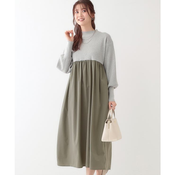 ライトグレー(011) | 【S-LL】リブニットドッキングワンピース | SHOO・LA・RUE