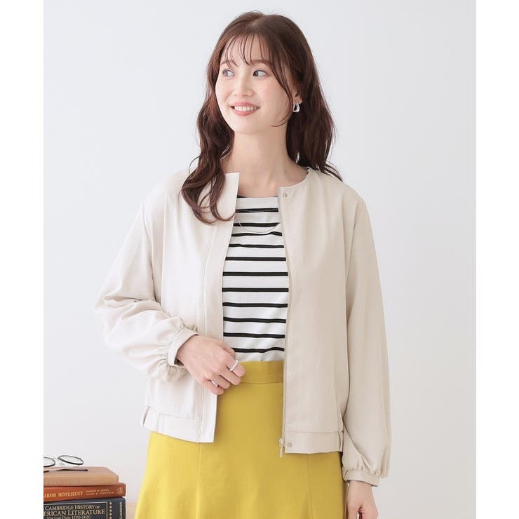 さらっと羽織れる ノーカラーブルゾン | SHOO・LA・RUE | 詳細画像1 