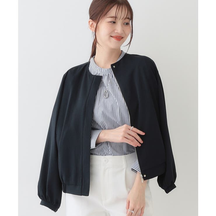 ネイビー(094) | さらっと羽織れる ノーカラーブルゾン | SHOO・LA・RUE