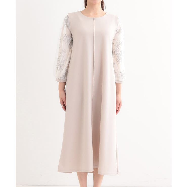 1枚で上品に決まる お袖レース切り替え7分袖ワンピース | SHOO・LA・RUE | 詳細画像13 