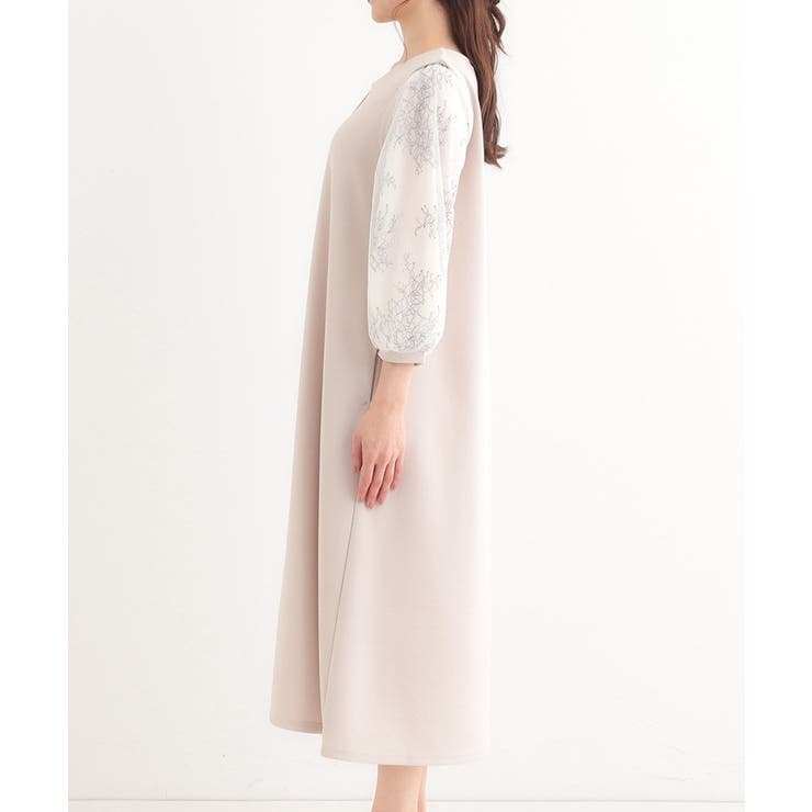 1枚で上品に決まる お袖レース切り替え7分袖ワンピース | SHOO・LA・RUE | 詳細画像14 