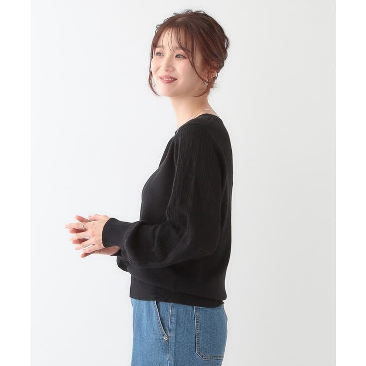 【S-LL】大人の上品コーデに お袖編み地切替 デザインニット | SHOO・LA・RUE | 詳細画像6 