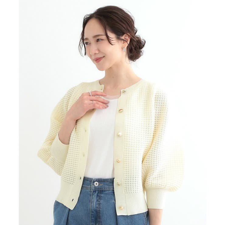 【S-LL】大人フェミニンな着こなしに 透かし編みニットカーディガン | SHOO・LA・RUE | 詳細画像9 