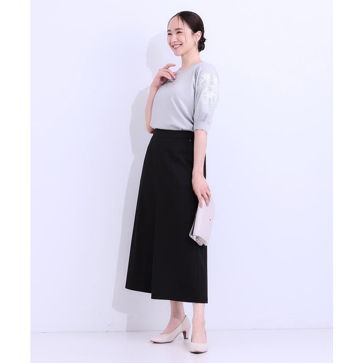 【S-LL】お袖刺繍がアクセント ラウンドネックニット | SHOO・LA・RUE | 詳細画像3 