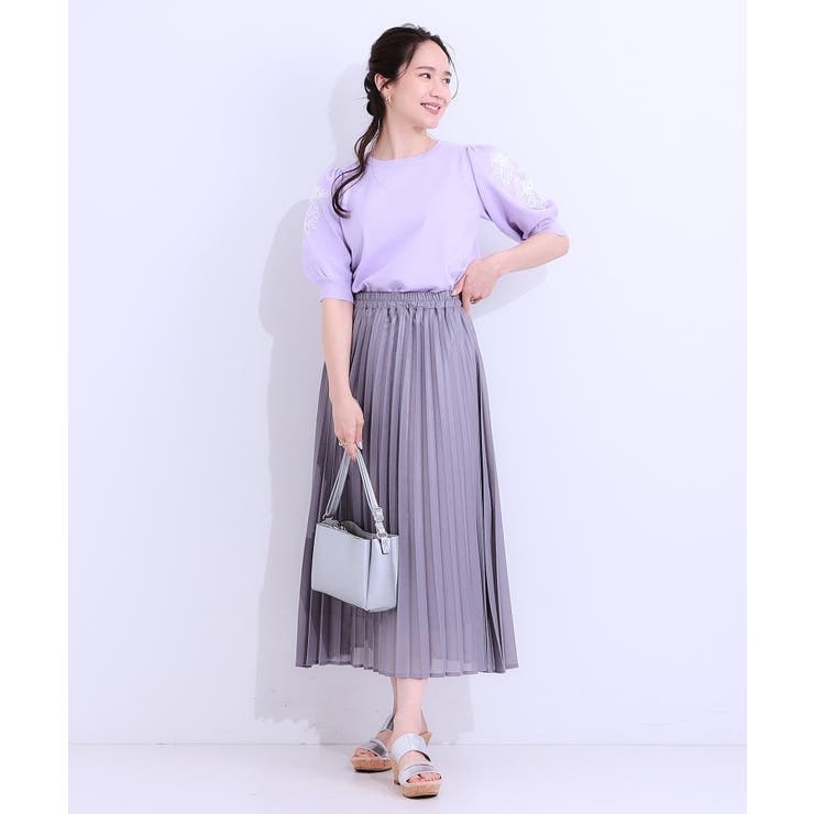 【S-LL】お袖刺繍がアクセント ラウンドネックニット | SHOO・LA・RUE | 詳細画像7 