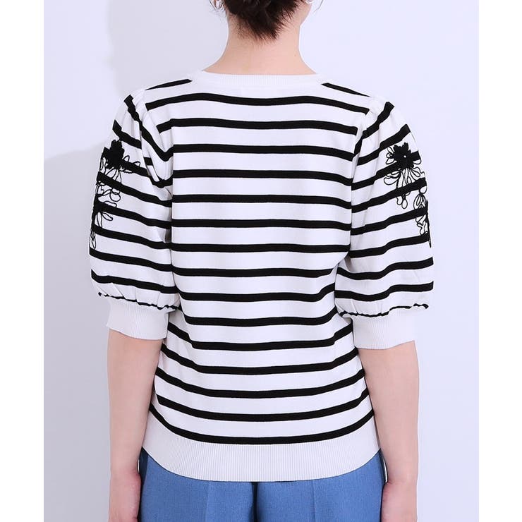 【S-LL】お袖刺繍がアクセント ラウンドネックニット | SHOO・LA・RUE | 詳細画像19 