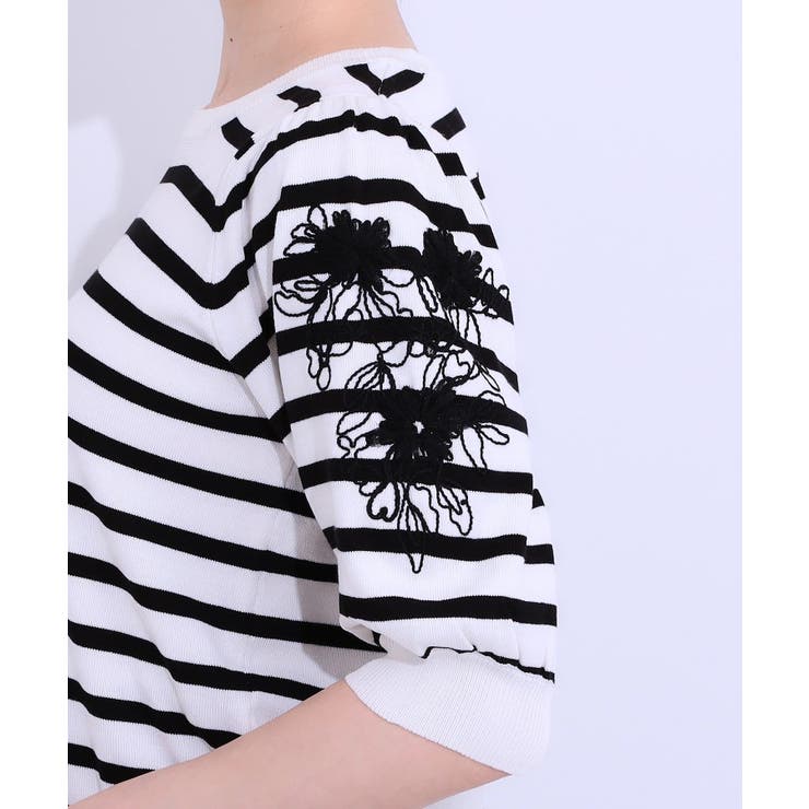 【S-LL】お袖刺繍がアクセント ラウンドネックニット | SHOO・LA・RUE | 詳細画像21 