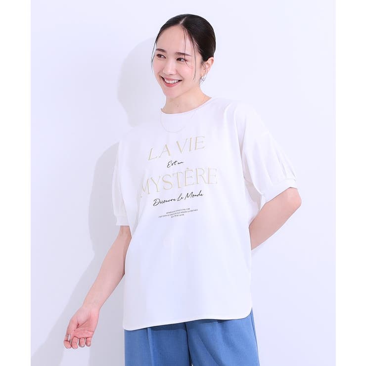 【S-LL/ひんやり/UV】こなれ感あるぷっくりラメ デザインロゴTシャツ | SHOO・LA・RUE | 詳細画像5 