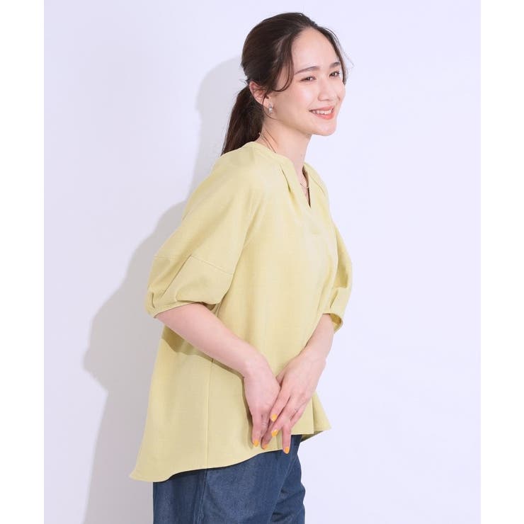 【洗える/S-LL】洗濯後しわになりにくい 5分袖スキッパーブラウス | SHOO・LA・RUE | 詳細画像22 
