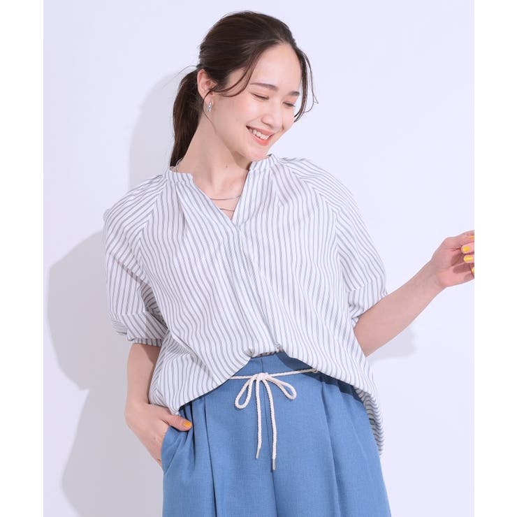 【洗える/S-LL】洗濯後しわになりにくい 5分袖スキッパーブラウス | SHOO・LA・RUE | 詳細画像29 