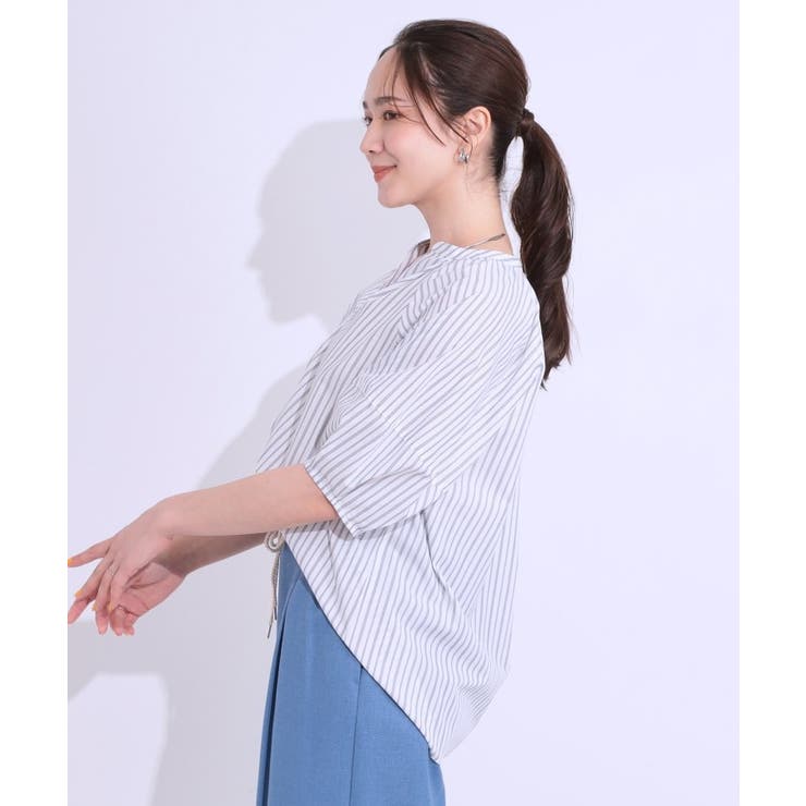 【洗える/S-LL】洗濯後しわになりにくい 5分袖スキッパーブラウス | SHOO・LA・RUE | 詳細画像30 