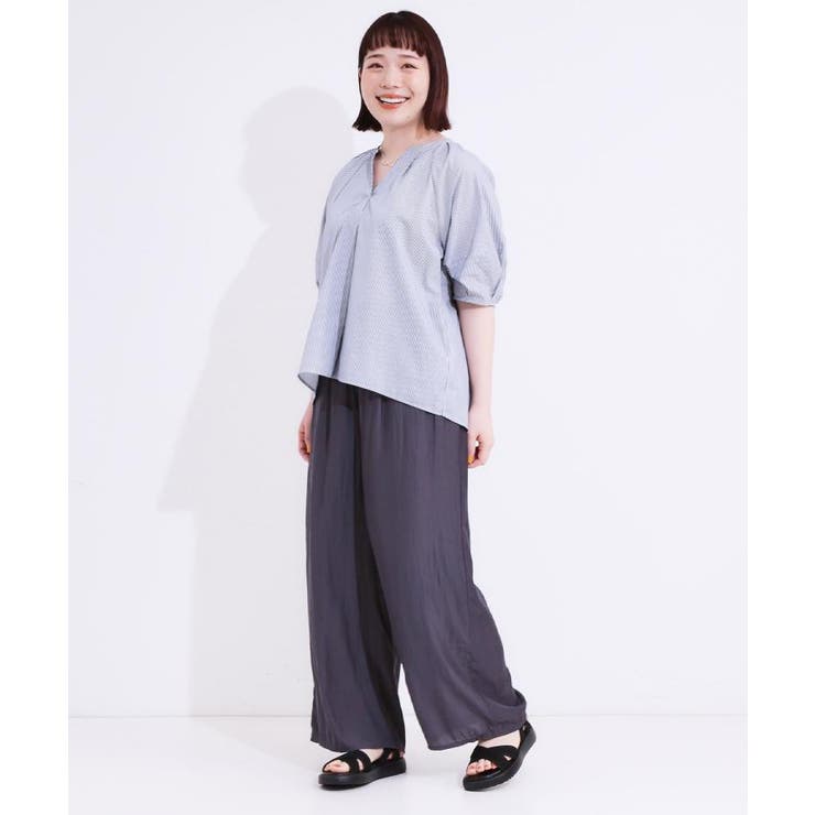 【洗える/S-LL】洗濯後しわになりにくい 5分袖スキッパーブラウス | SHOO・LA・RUE | 詳細画像52 