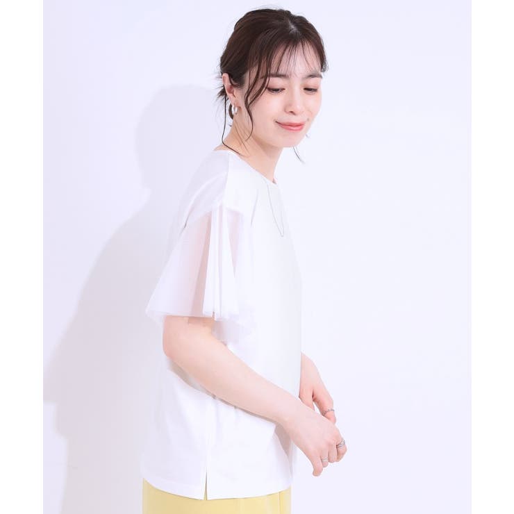 【S-LL/ひんやり】大人フェミニンに お袖チュール フリルトップス | SHOO・LA・RUE | 詳細画像6 