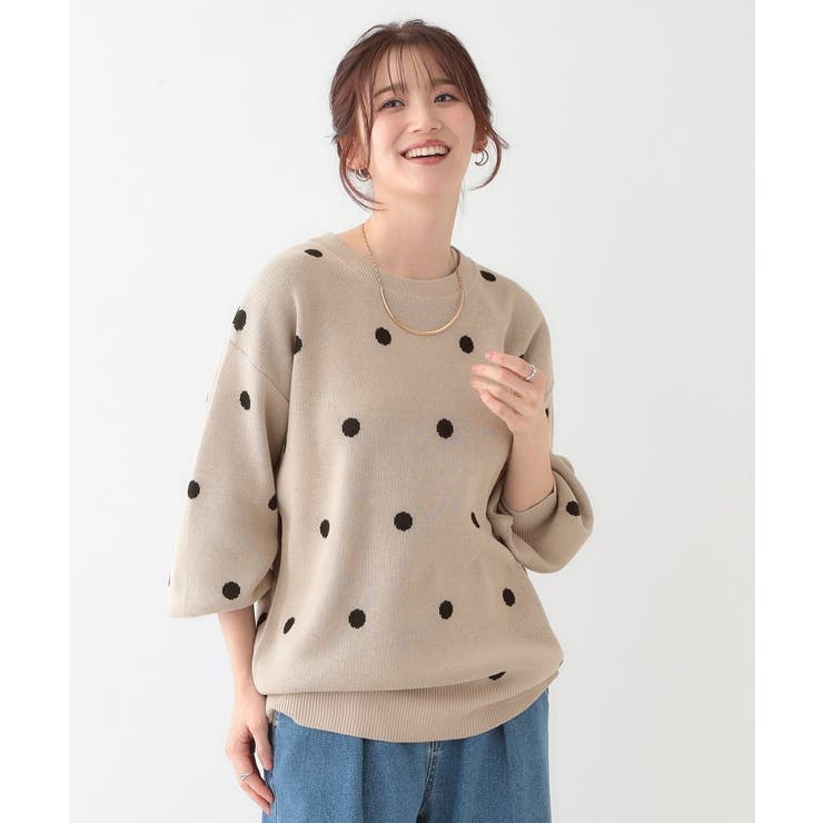 【S-LL】ドット柄が目を惹く ゆったりニット | SHOO・LA・RUE | 詳細画像1 