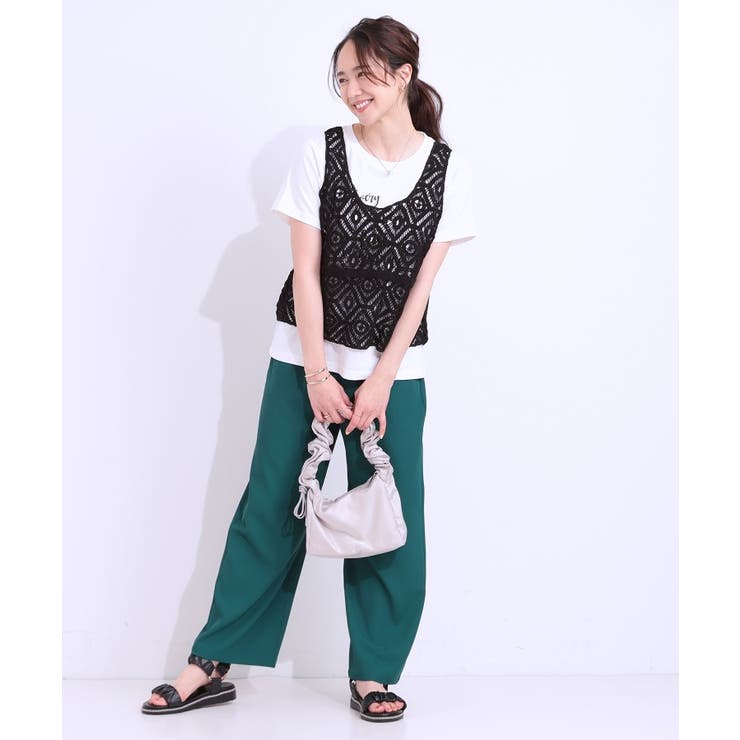 【S-LL/2点セット】大人カジュアルに レースビスチェ+プリントTシャツ | SHOO・LA・RUE | 詳細画像3 