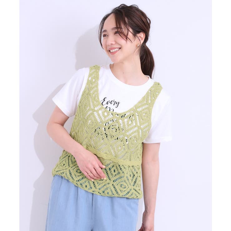 【S-LL/2点セット】大人カジュアルに レースビスチェ+プリントTシャツ | SHOO・LA・RUE | 詳細画像9 