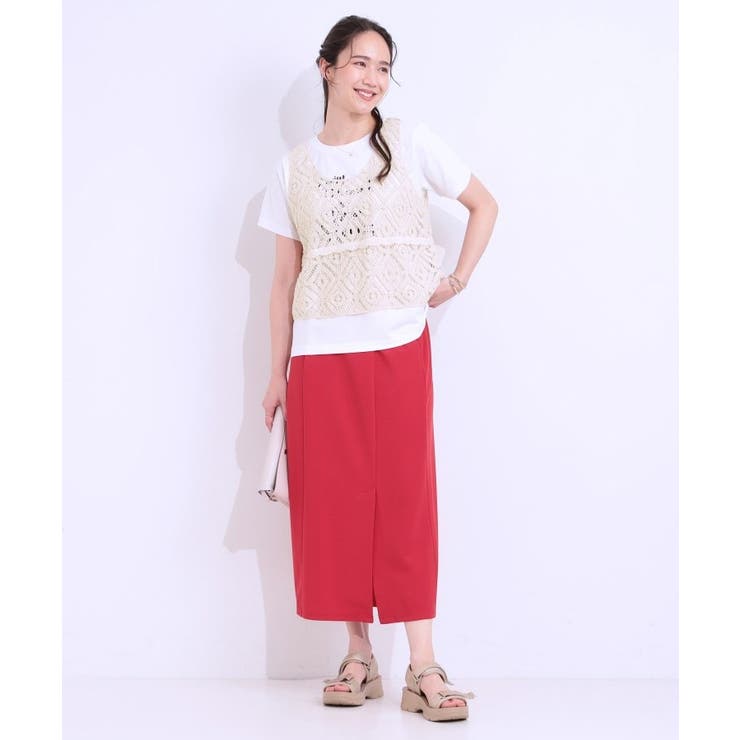 【S-LL/2点セット】大人カジュアルに レースビスチェ+プリントTシャツ | SHOO・LA・RUE | 詳細画像7 