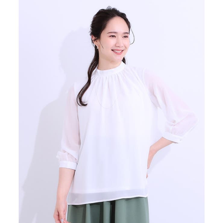 【S-LL】首元ギャザーが大人上品な シフォンブラウス | SHOO・LA・RUE | 詳細画像13 
