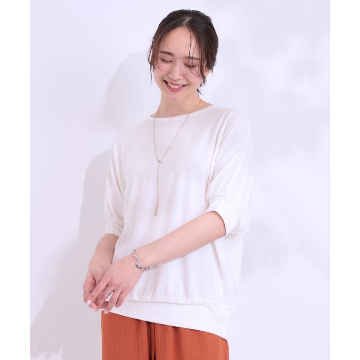 【ひんやり/UV】ほんのりラメで大人上品 お袖リブ ドルマントップス | SHOO・LA・RUE | 詳細画像5 
