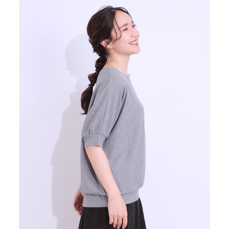 【ひんやり/UV】ほんのりラメで大人上品 お袖リブ ドルマントップス | SHOO・LA・RUE | 詳細画像22 