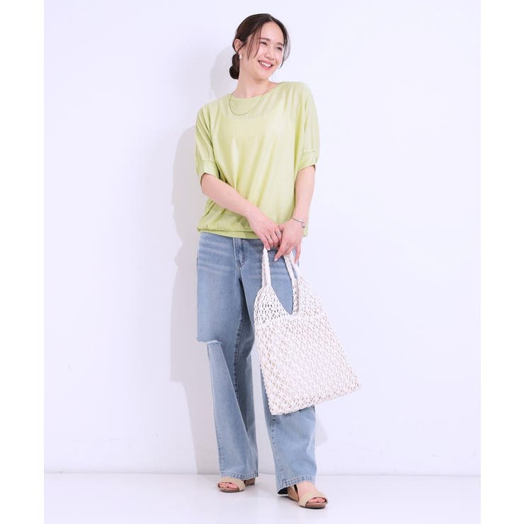【ひんやり/UV】ほんのりラメで大人上品 お袖リブ ドルマントップス | SHOO・LA・RUE | 詳細画像3 