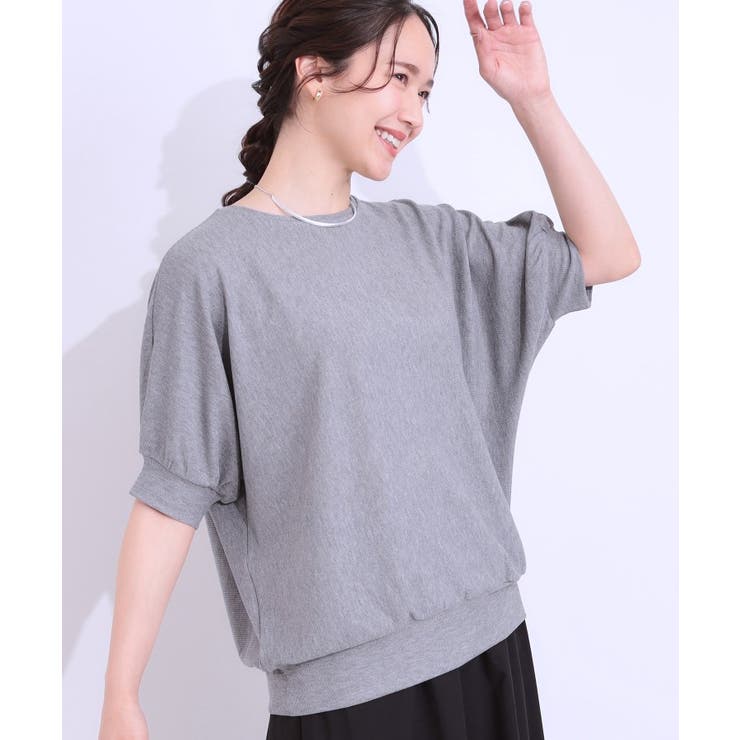 グレー(012) | 【ひんやり/UV】ほんのりラメで大人上品 お袖リブ ドルマントップス | SHOO・LA・RUE