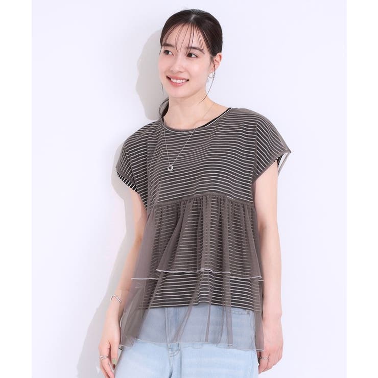 【S-LL/2点セット】程よい甘さをプラス Tシャツ＋チュールトップス | SHOO・LA・RUE | 詳細画像15 