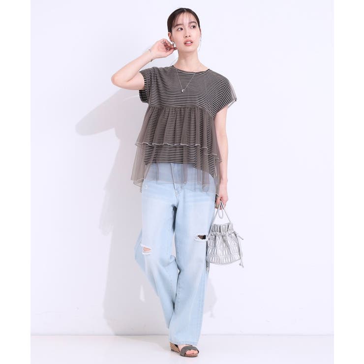 【S-LL/2点セット】程よい甘さをプラス Tシャツ＋チュールトップス | SHOO・LA・RUE | 詳細画像18 