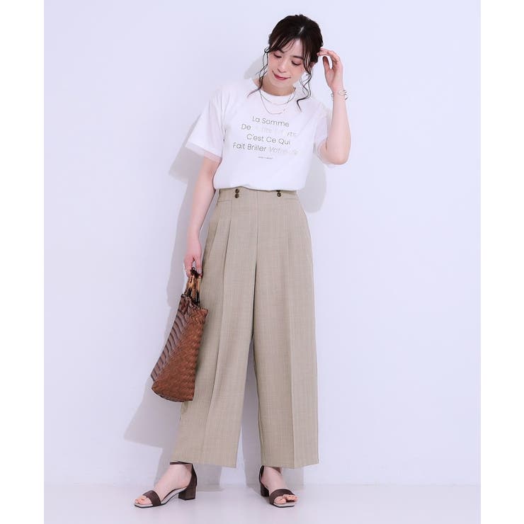 【セットアップ可】麻調ストライプワイドパンツ | SHOO・LA・RUE | 詳細画像11 