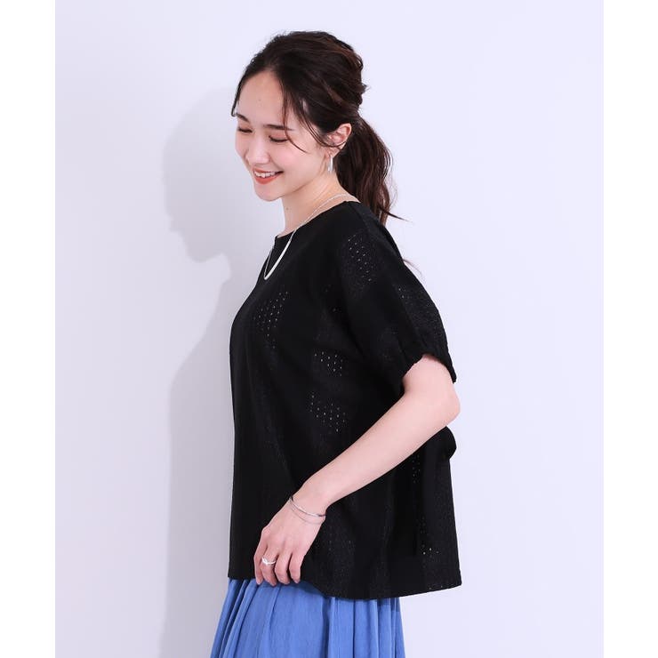 【S-LL/二の腕カバー】お袖ギャザーリボン アイレット刺繍トップス | SHOO・LA・RUE | 詳細画像6 