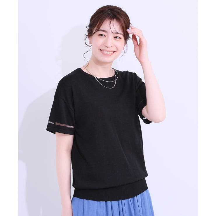 【S-LL/洗える/UV】お袖シアーでヘルシーに フレアスリーブサマーニット | SHOO・LA・RUE | 詳細画像9 