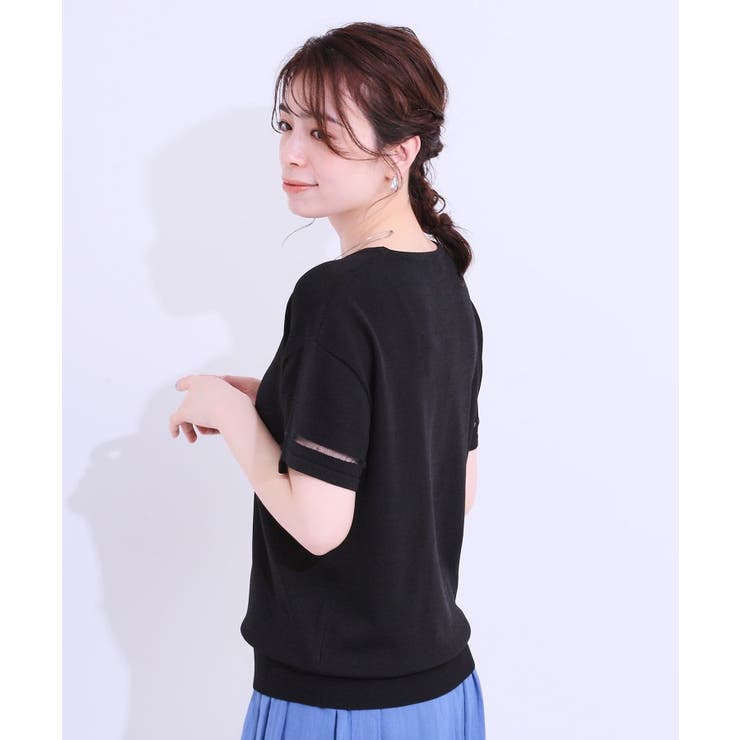 【S-LL/洗える/UV】お袖シアーでヘルシーに フレアスリーブサマーニット | SHOO・LA・RUE | 詳細画像10 