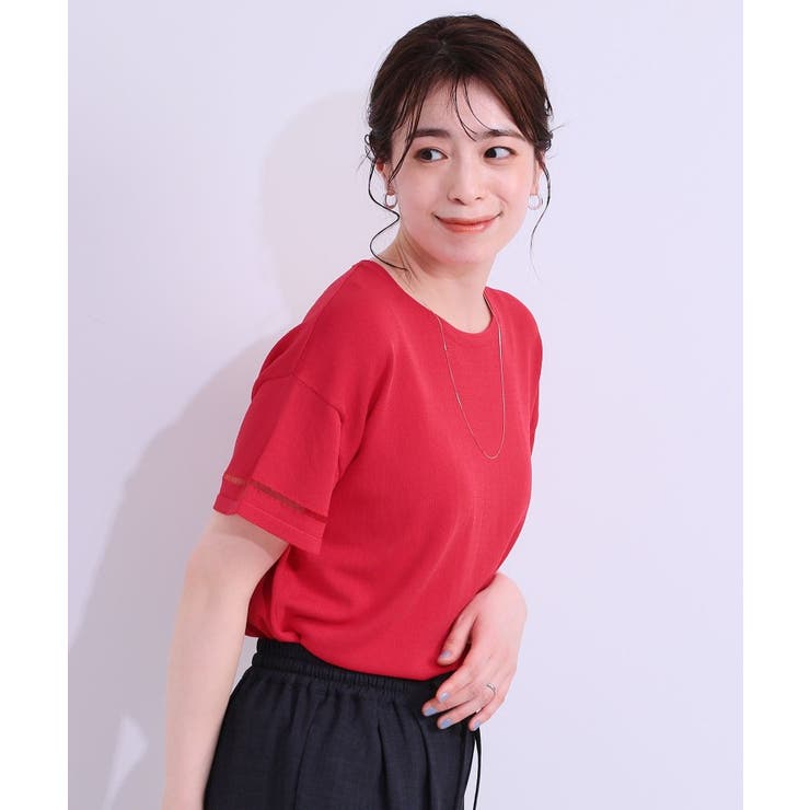 【S-LL/洗える/UV】お袖シアーでヘルシーに フレアスリーブサマーニット | SHOO・LA・RUE | 詳細画像18 