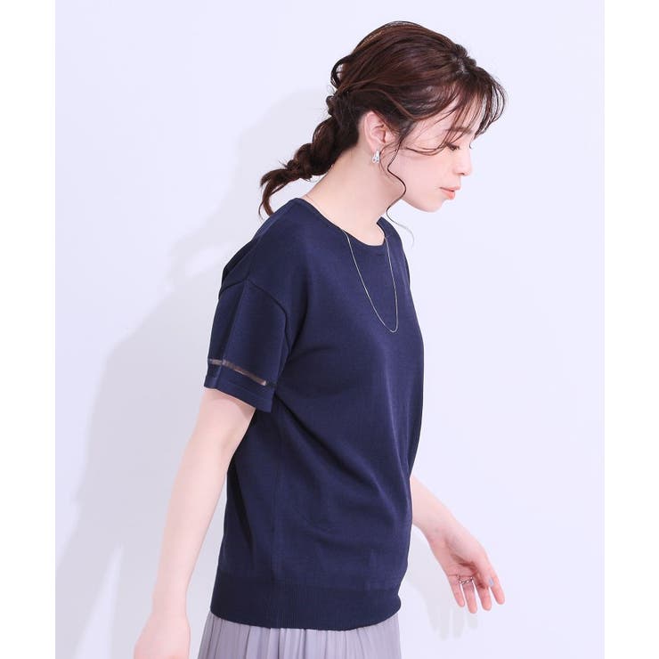 【S-LL/洗える/UV】お袖シアーでヘルシーに フレアスリーブサマーニット | SHOO・LA・RUE | 詳細画像14 