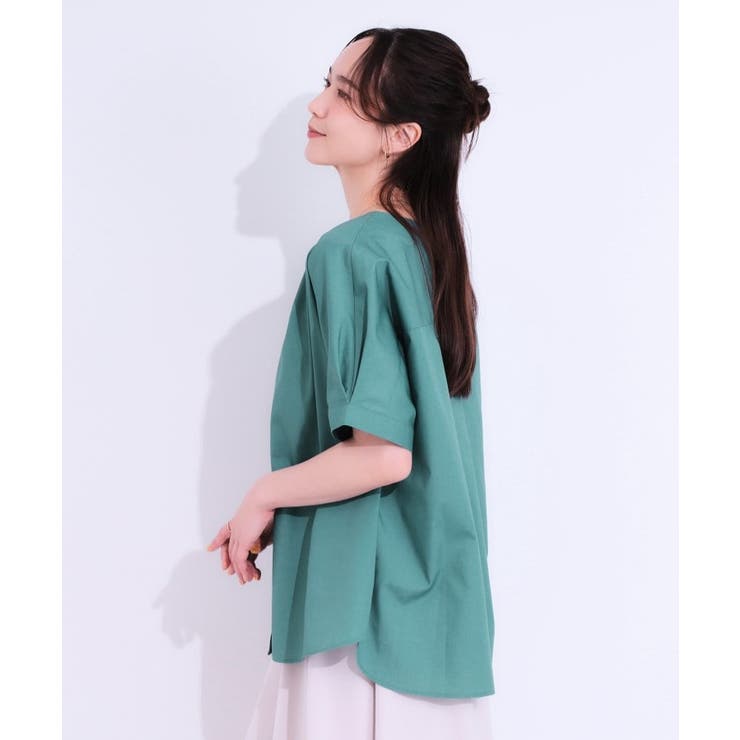 【洗える/S-LL】大人の上品シルエット タックデザイン 5分袖ブラウス | SHOO・LA・RUE | 詳細画像10 