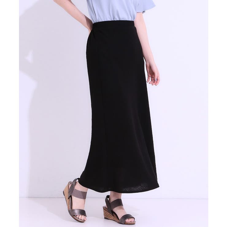 ブラック(019) | 【洗える/ひんやり】さらり涼しげ セミフレアスカート | SHOO・LA・RUE