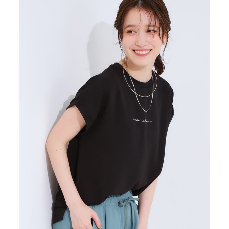 ブラック(019) | 程よいシアー感 ロゴTシャツブラウス | SHOO・LA・RUE