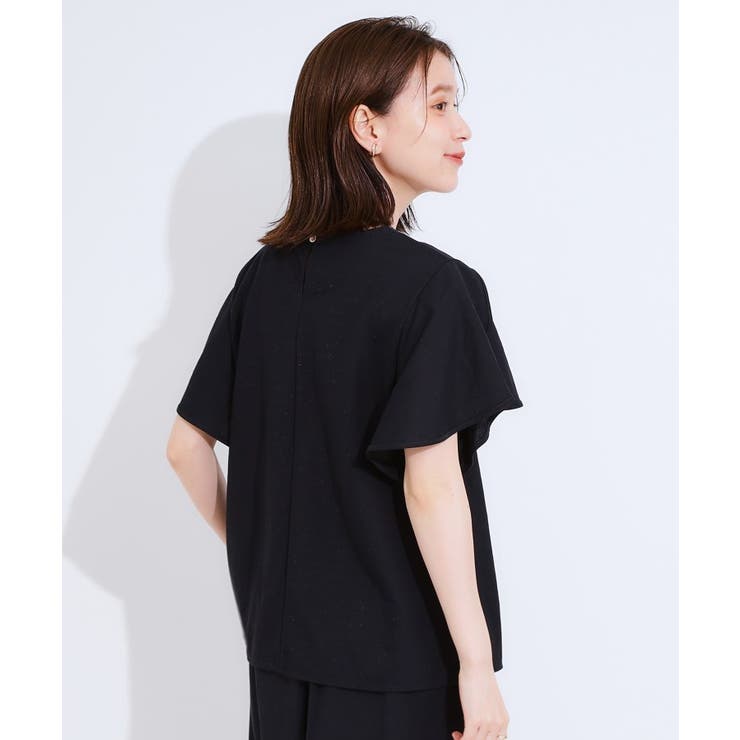 【セットアップ可/ひんやり/S-LL】きちんと感のあるフリル袖トップス | SHOO・LA・RUE | 詳細画像2 